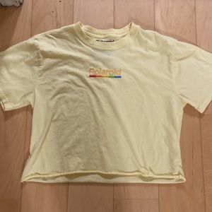 Crop yellow tee. Retro cropped baby tshirt Polaroid